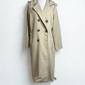 Boohoo Long Double-Breasted Trench Coat - Sand
